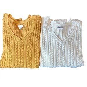 Croft & Barrow Women’s Cable Knit Cotton Sweaters Lot of 2 XXL